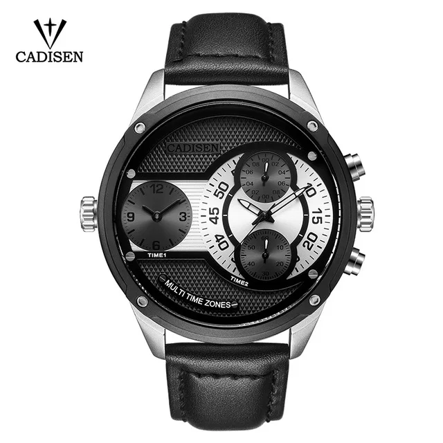 

CADISEN Top Brand Dual Time Zone Casual Pilot Military Sport Wristwatch Men Luxury Fashion Geneva Quartz Watch Relogio Masculino