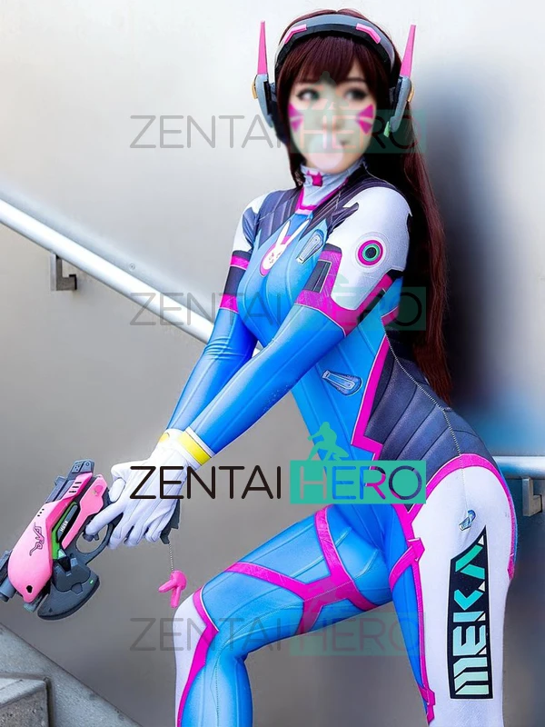 Классический костюм для косплея D. VA с 3D принтом игровой Zentai Костюм голубого цвета