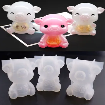 

2019 Diy crystal Epoxy mirror three-dimensional Lucky pig mold aromatherapy plaster handmade ornaments size pendant