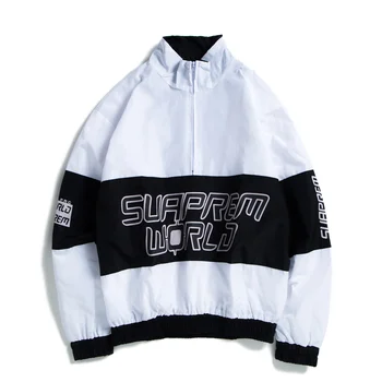 

Color Block Patchwork Windbreaker Track Jackets 2018 Autumn Mens Hip Hop Fashion Causal Full Zip Up Coats Streetwear