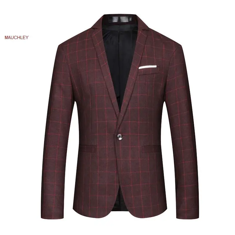 Blazer Men Suit Blazer Slim Fit Men Walking Blazer Retro Plaid Design Man Jacket Blazer Hombre 5XL Large Size Winter Jecket 2019