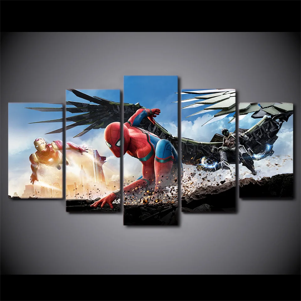 

Canvas Wall Art Painting 5 Piece Wall Art HD Print Spider-Man: Homecoming Canvas For Room Home Decor Picture Decorative