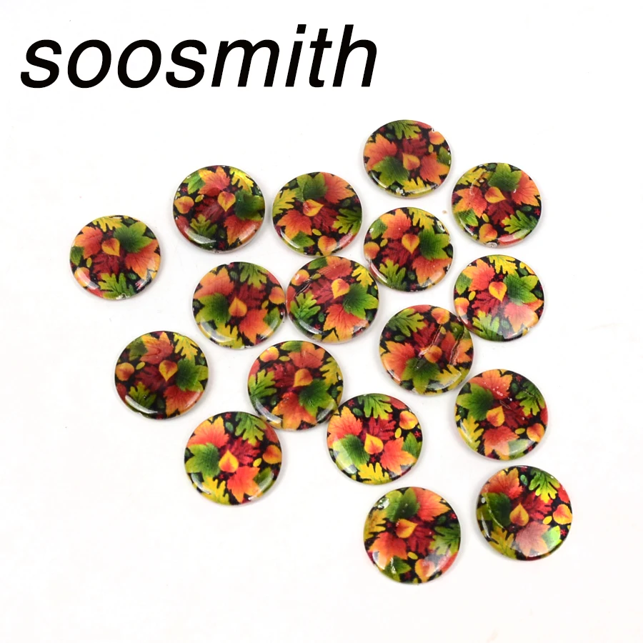 

soosmith Natural Two Sides Printed Pattern Natural Shell Beads 18Pcs 20MM Round Shape Stone Beads For Jewelry Making Wholesale