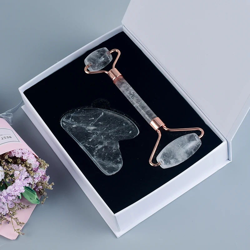 Rock Quartz Roller Guasha Jade массажный набор Acupuntura терапия задняя головка скребок для ног