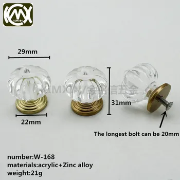 

4pcs 29mm Acrylic material drawer pulls hands Pumpkin shaped cabinets handle hands Give 20mm long screws Household fitting W-168