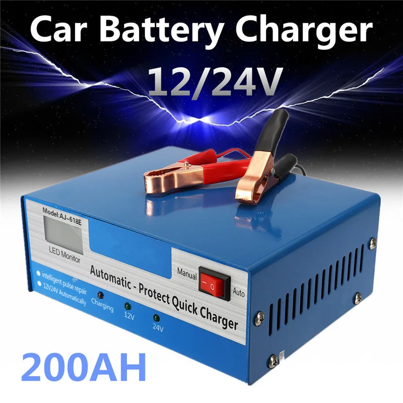 12V/24V Lead Acid Battery PWM US Plug Car Battery Charger Applicable to