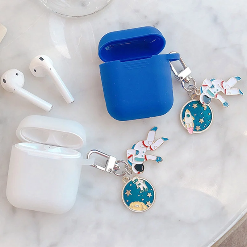  Nette Astronaut Keychain für AirPods Schutzhülle Silikon Soft Shell für Drahtlose Bluetooth Headset