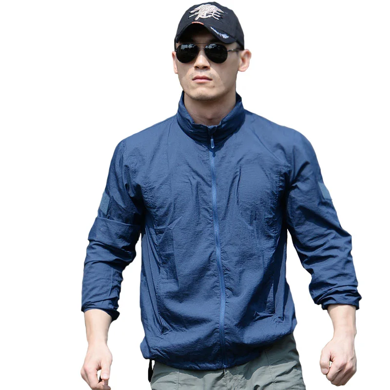 

2018 New Men Jacket Breathable Slim Hoodie Coat Military Tactical Lightweight Jacket Waterproof Windbreaker Army Skin Outerwear