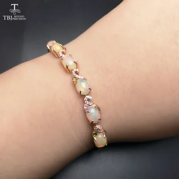 

TBJ,Nautral 6ct top quality ethiopian opal gemstone bracelet in 925 sterling silver gemstone jewelry for girls with jewelry box