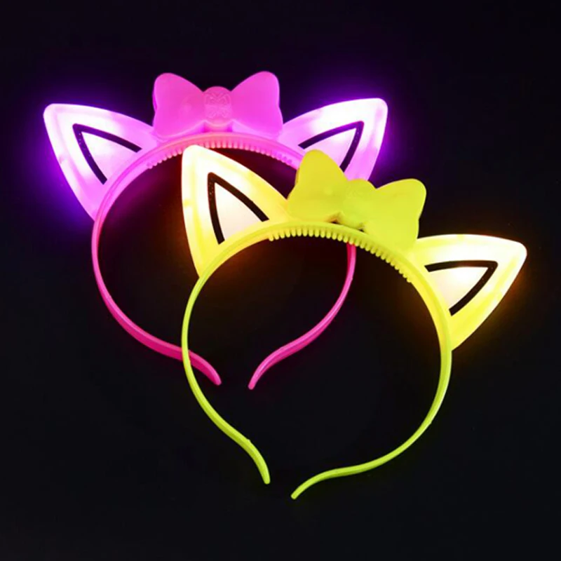 LEDLight UpFlashingLuminousChristmas Headband Cat Ears Blinking Glow Hairbands Halloween Wedding Glow In The Dark Led Toys  (3)