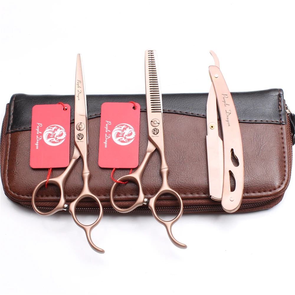 

3Pcs/Set Z9030 6.0'' Japan Steel 440C Professional Hairdressing Human Hair Scissors Razor + Cutting Shears + Thinning Scissors