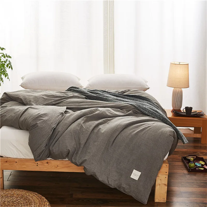 

European Gray Solid Color Quilt Cover Bedding Cotton Duvet Cover 1Pcs Quilt Cover Single Bed Double Bed Satin 220x240cm 5 Size