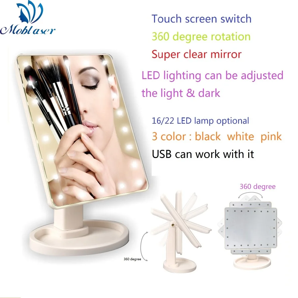 espelho maquilhagem com led espelho com led espelho compacto da composição  com luz do diodo emissor de luz dobrável espelho cosmético da vaidade com 3  luzes da cor lâmpada espelho de mesa