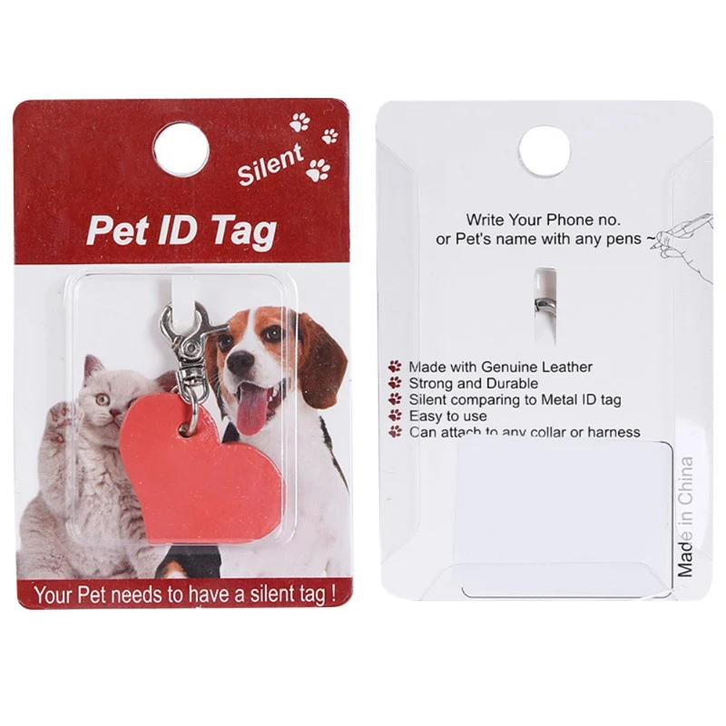 

Hot Pet Leather Identity Card DIY ID Tags (Name, Phone Number) Bone/heart Shape Cute Decorative Necklace For Cat & Dog Wholesale