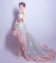 Короткое спереди длинное кружевное платье для свадебной вечеринки