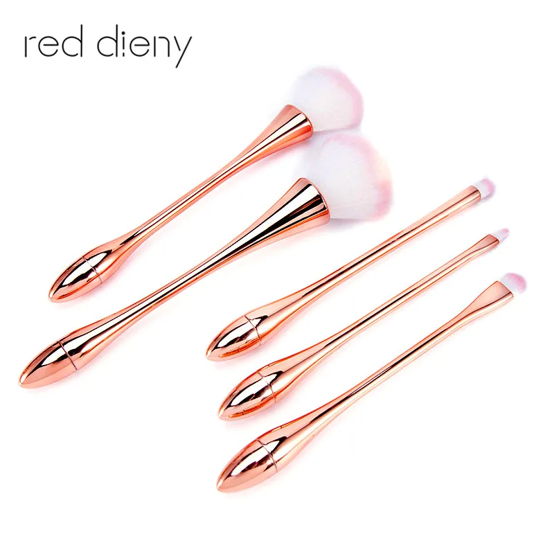 

5PCS Small Pretty Waist Shape Makeup Brush Set For Face & Eye Pro Foundation And Powder Brush Bronzer Blending Eyeshadow Brushes