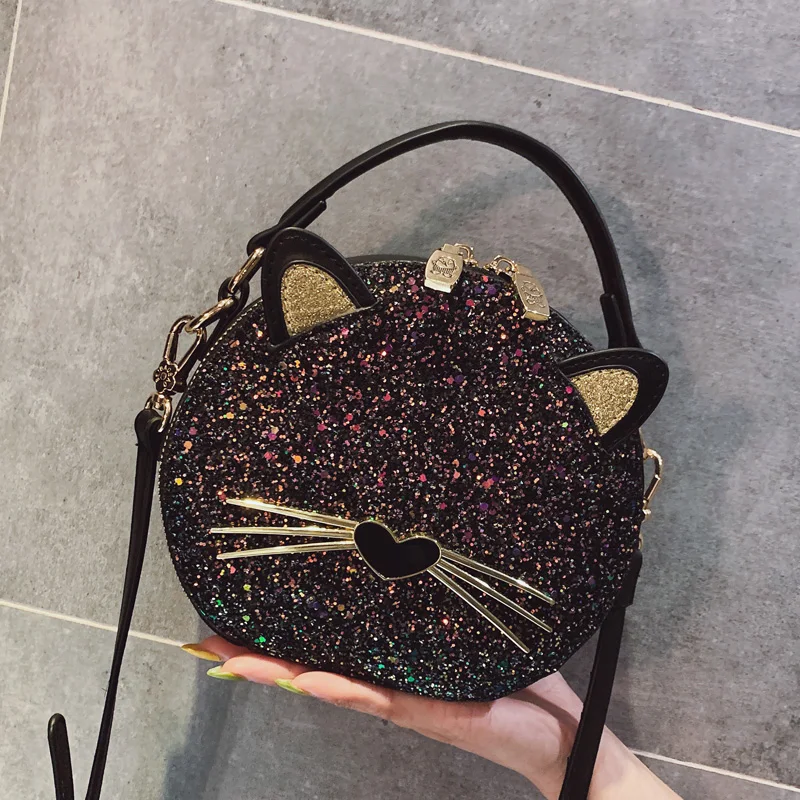 

Women Fashion Shoulder Bag Cat Shape Women Round Handbag PU Leather Female Messenger Crossbody Bag Cat Ears Over Shoulder Bag