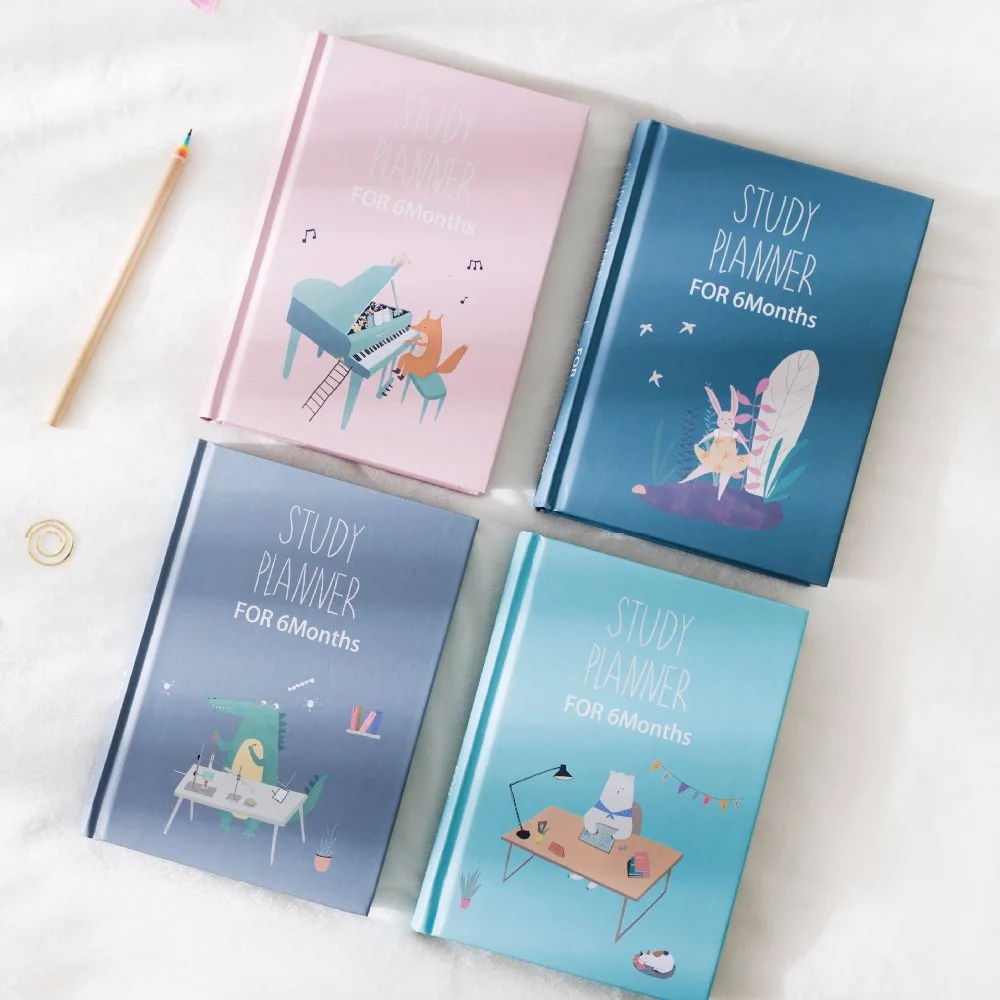 Creative Cute Lovely Animals Study Planner for 6 Months Book A5