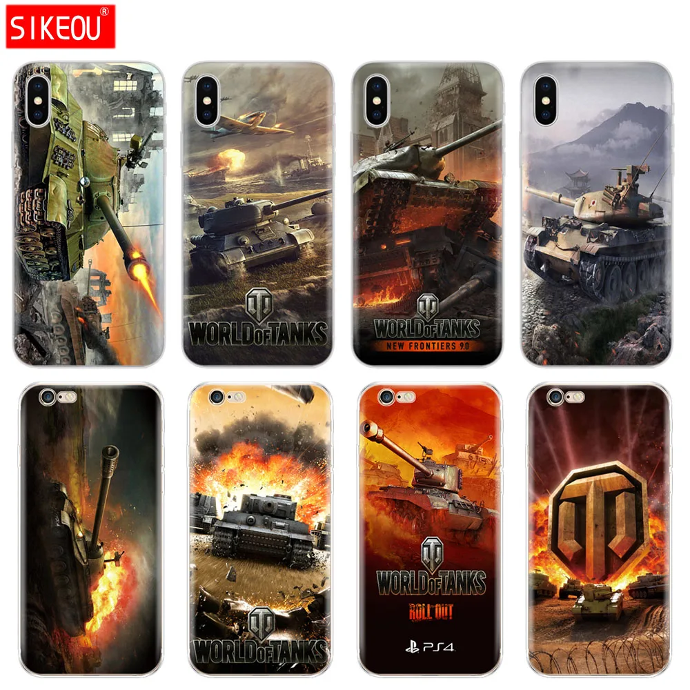 Силиконовый чехол SIKEOU world of tanks для Iphone 6X8 7 6s 5 5S SE Plus 10 XR XS Max | Мобильные телефоны и