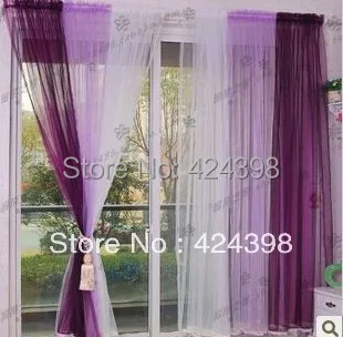 

Fashion finished curtain cloth for window gradient laciness screens sheer curtains cortinas yarn blue purple pink green