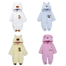 

Baby Rompers Kids Clothing Cotton Cartoon Padded Thick Girl Warm Hooded Jumpsuit Winter Fashion Newborn Boy Lovely Climb Clothes