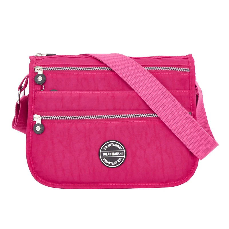 Модные Для женщин сумки на ремне Для женщин сумка Водонепроницаемый нейлон дамы плеча Crossbody сумки мешок основной bolsa feminina - Цвет: Ярко-розовый