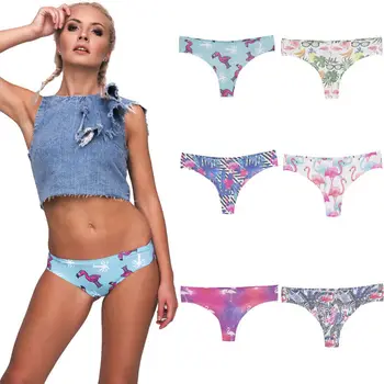 

Women Soft Underpants Flamingo Print Seamless Lingerie Briefs Hipster Underwear Panties Hot