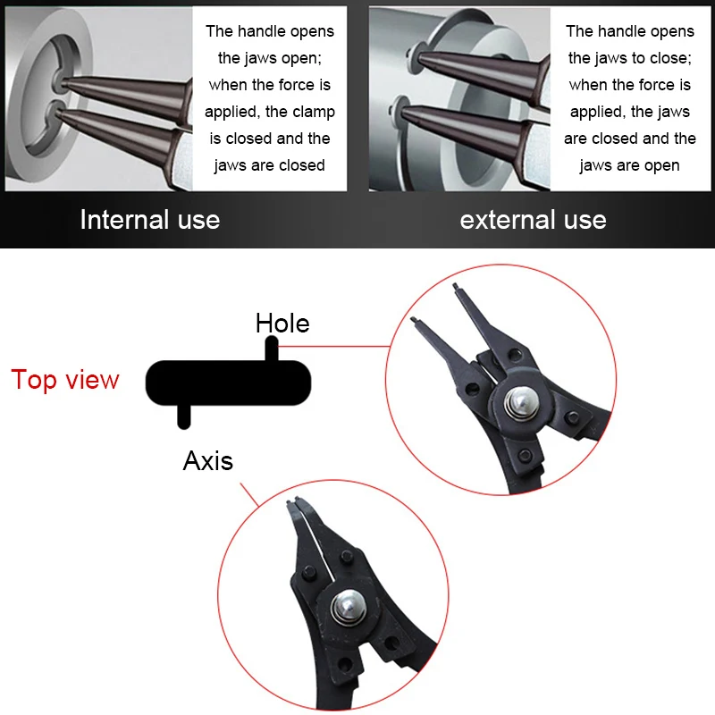 

4 in 1 Snap Ring Pliers Set Circlip Clamp Internal External High Carbon Steel Clamp Heads LKS99