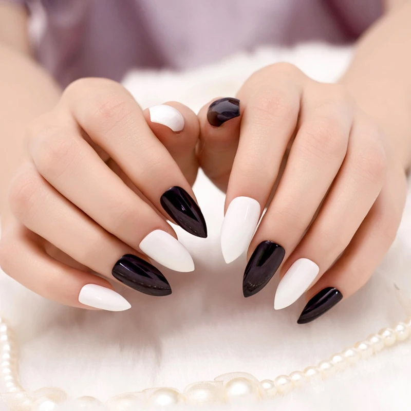 Buy Shiny Fake Acrylic Artificial Nails Pure White