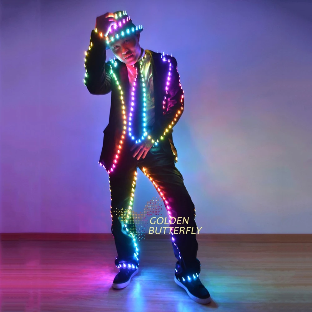 LED Light Clothing Luminous Suits Glowing Dance Costumes Men Luminous