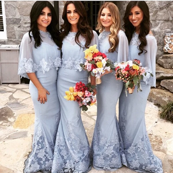 light blue wedding bridesmaid dresses