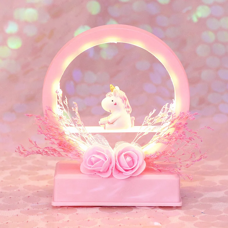 INS Unicorn LED Night Light Music Box Lamp for Kids Bedroom Bedside | Baby Gift | Flower Décor | Nightlight for Toddlers image 2