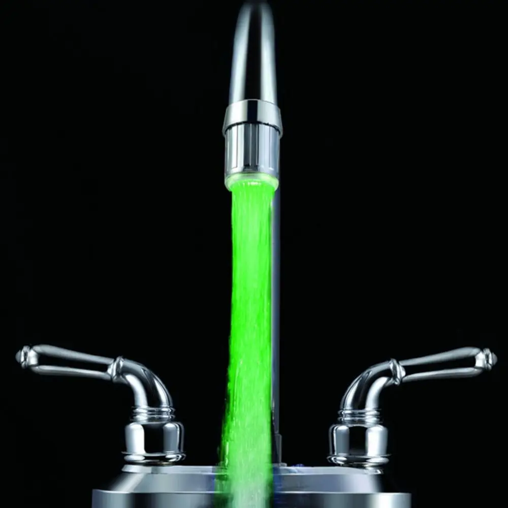 Светодио дный кран Температурный датчик кухня светодио дный свет вода Смесители Нажмите головок гамма Glow душ поток ванной 3 цвета изменить