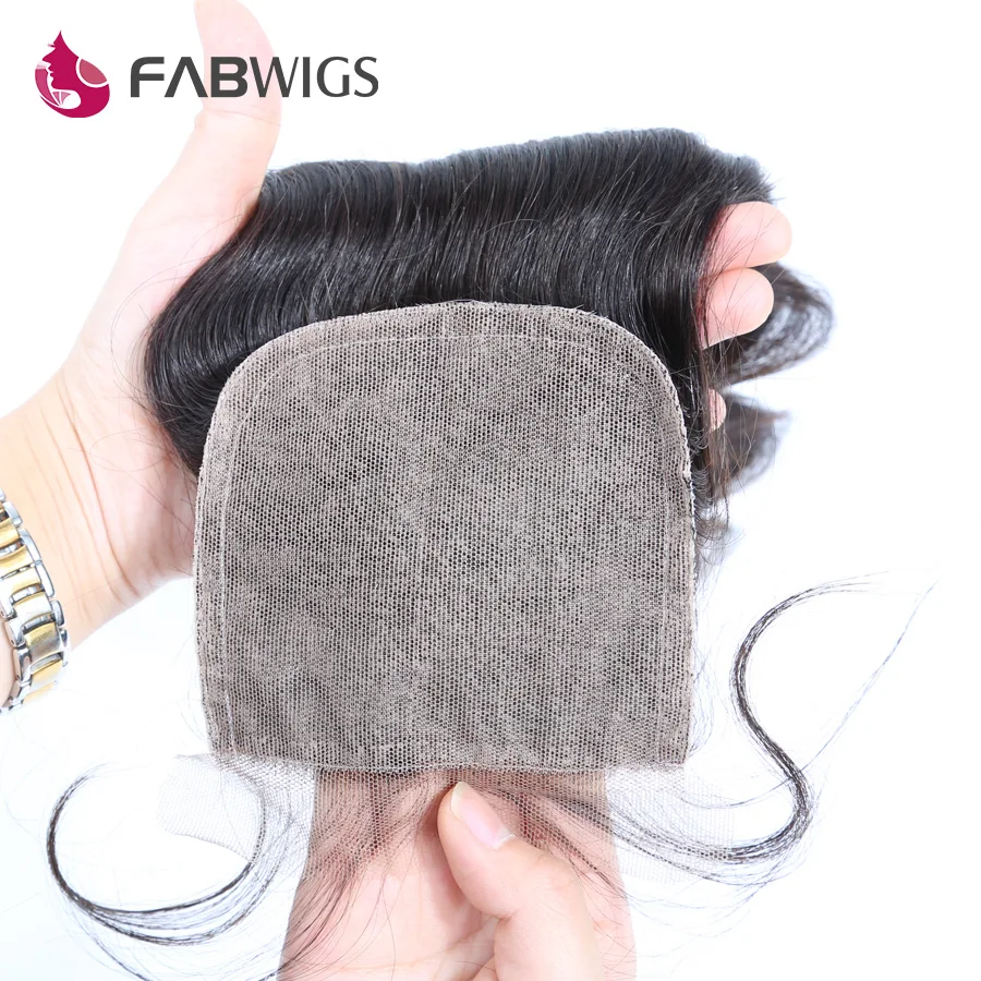 Fabwigs волосы волнистые шелковая основа с детскими волосами Человеческие волосы remy 4*4 шелковое закрытие бразильские волосы натуральный цвет