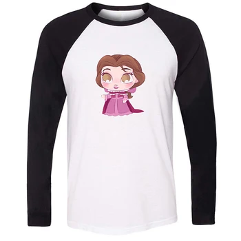 

Cute Cinderella Snow White Tangled Rapunzel Belle Long Sleeve T Shirt Men Cosplay Family Graphic Tee Shirts Boy Patchwork Tops