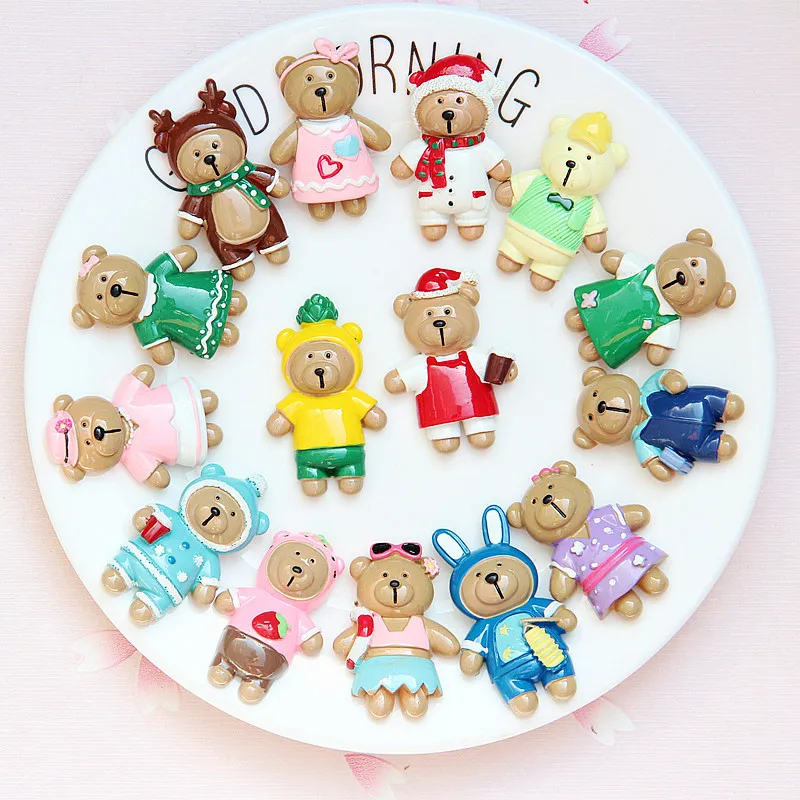 

30PCS Resin Kawaii Adorable Bear Resin Flatback Cabochon for Hair Bow Center Phone Decoration Refrigerator Magnet Accessories