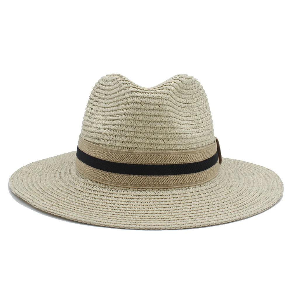 Классическая Летняя соломенная Панамка для женщин и мужчин, шляпа от солнца для элегантной леди с широкими полями, homberg Fedora Sunbonnet, Пляжная Панама
