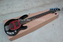 Best Price Wholesale 100% new High Quality black Music Man 5 Strings Electric Bass guitar with active pickups 9V battery 1112