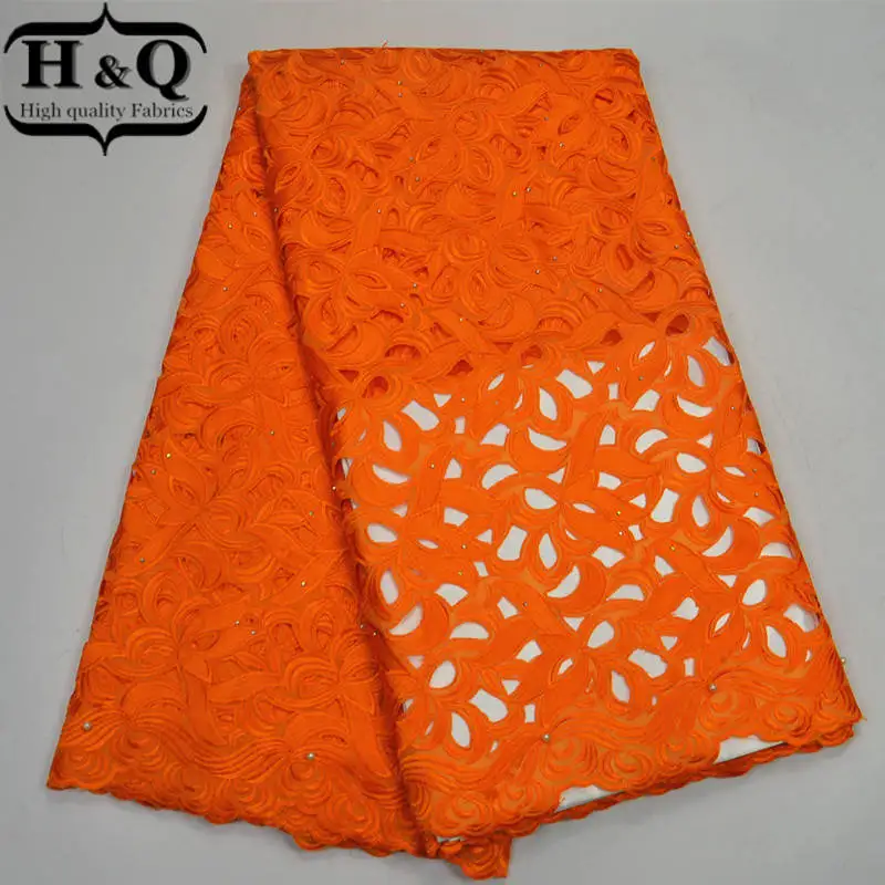 High Quality orange African Lace Fabrics 2017 Hot Sales French Mesh
