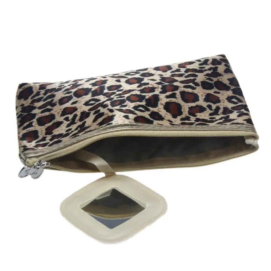 New 1PC Polyester Leopard Zebra Cosmetic Bags Large Volume Makeup Bag