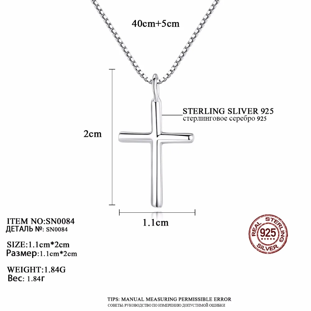 LUOTEEMI ожерелье, 925 пробы, серебряная подвеска в форме Креста, с цепочкой для женщин, вечерние, подарок, опт, модные, очаровательные, простые ювелирные изделия