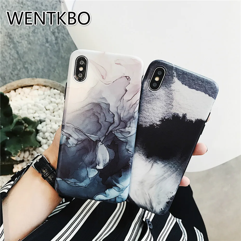 Nordic Style Retro 3D Ink Painting Phone Case For Apple iPhone X XS MAX XR 6 6s 7 8 Plus Fashion Matte Soft Silicone Capinha Hot |