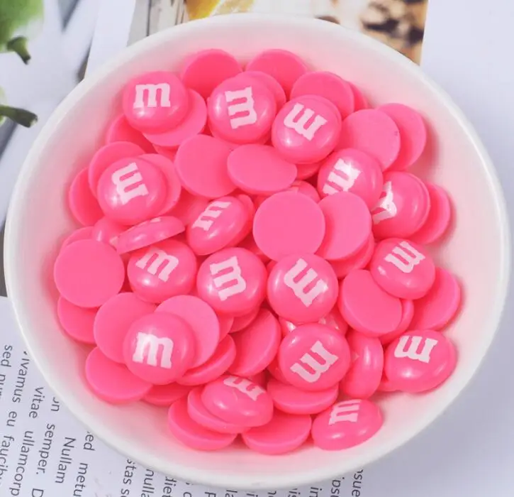 20/100 Kawaii Flatback Resin Cabochons Resin Chocolate Beans M Miniature Chocolate Bean DIY Scrapbook Embellishment Deco Parts 