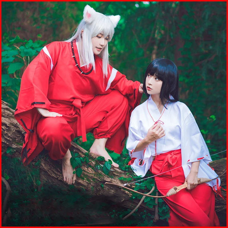 

Classic Couple Inuyasha Kikyou Anime Cosplay Costumes Japanese Style Witch Warrior Clothes Halloween Samurai Performance Uniform