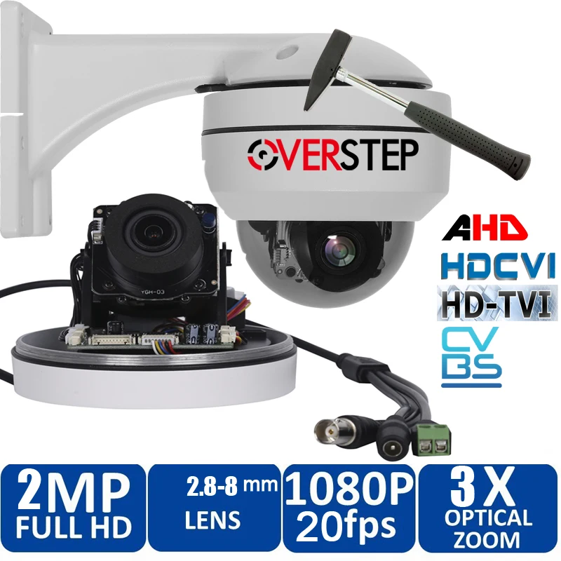 #cheap waterproof 5MP HD AHD CVI TVI Analog 4 in 1 Smart Mini dome ptz Camera with 4x zoom 50m night vision freeship