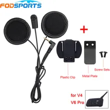 Fodsports Casco Cuffie Intercom Cuffia Filo Morbido con Clip In Metallo per V6Pro V4 Interfono Auricolare 3.5mm Stereo Spina Martinetti