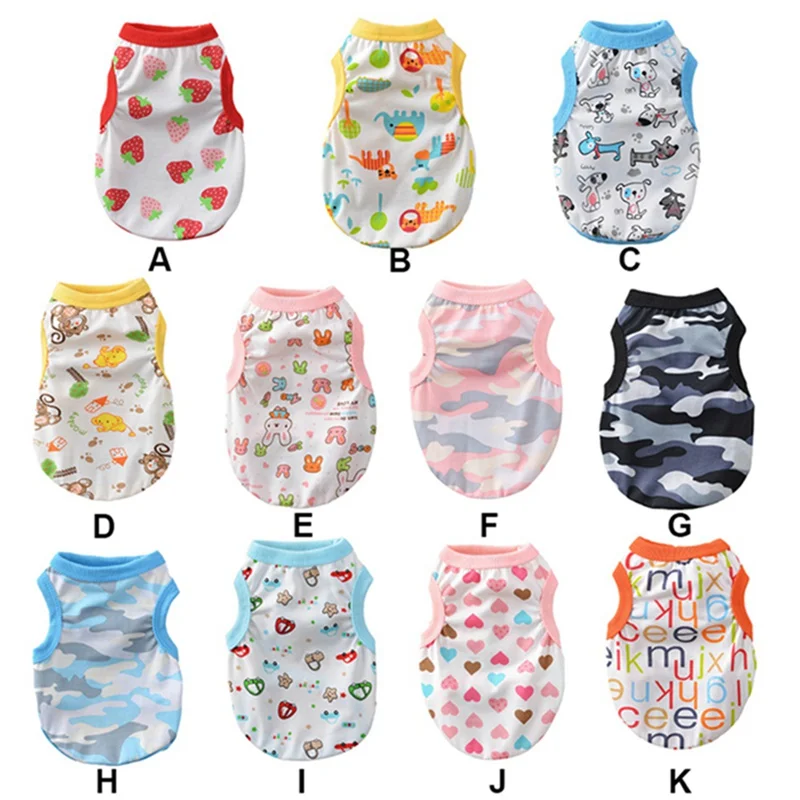 

Pet Summer Shirt Casual Vests Pet Dog Cotton T-shirt Soft Puppy Vests Clothes Cute Pattern Cat Cartoon Clothes for Small Pets