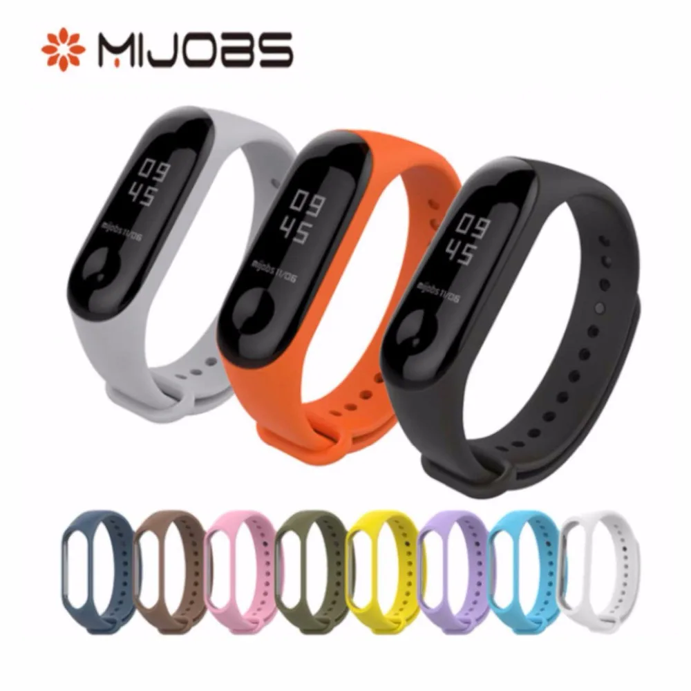 Силиконовый ремешок Mijobs для Xiaomi Mi Band 3 цветной MiBand сменные ремешки браслетов в