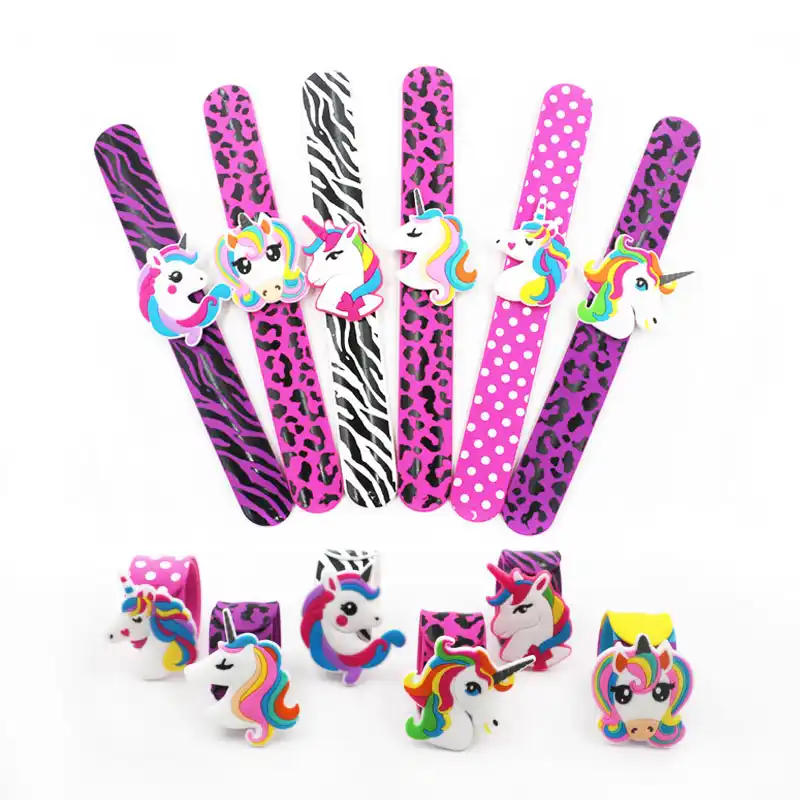 Цвета печать детей Единорог браслет дети мальчики девочки гибкая упаковка пощечину браслет животного Enfant браслет подарок сувениры