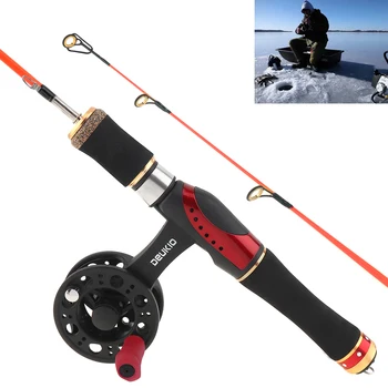 

Ice Fishing Combo Detachable Resin Fishing Rod + High Foot Fishing Reel Max Drag 8KG / 18LB Winter Fishing Pole Wheel Set